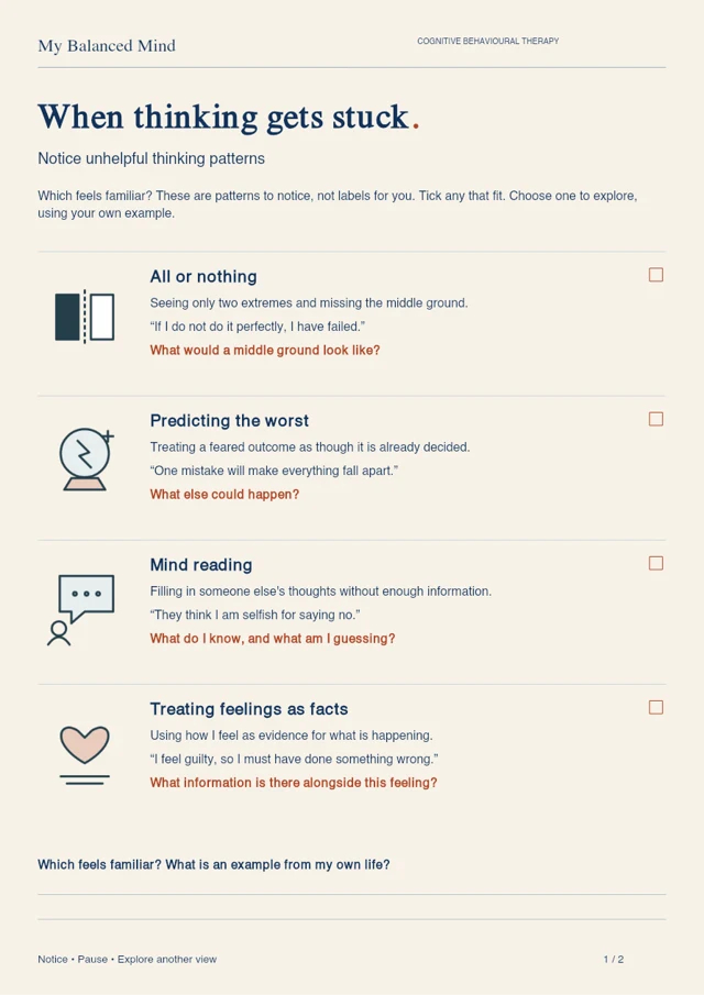 When thinking gets stuck: a visual guide to eight common thinking patterns
